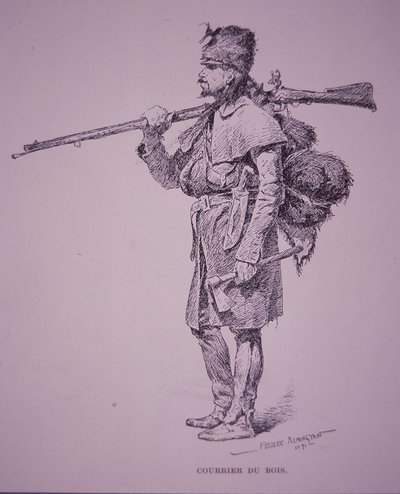 Trampero franco-canadiense Coureur du Bois de Frederic Remington