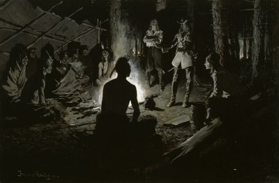 Exploradores franceses en consejo con los indios c.1901 de Frederic Remington