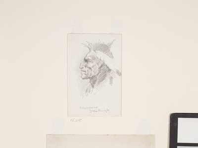 Cabeza de indio, fecha desconocida (lápiz sobre papel blanco) de Frederic Remington