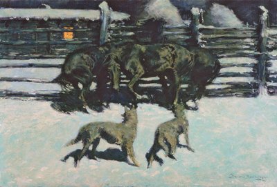 El llamado de ayuda (At Bay) c.1908 de Frederic Remington
