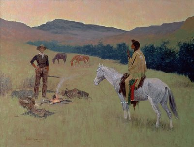 La conversación, o la dudosa compañía (óleo sobre lienzo) de Frederic Remington