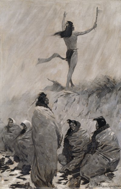 El Tragafuegos Levantó sus Brazos al Pájaro del Trueno de Frederic Remington