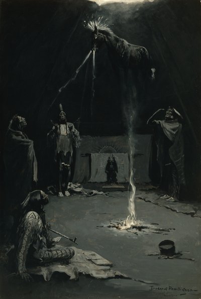 La partida del caballo de medicina (Dios del fuego indio) 1897 de Frederic Remington
