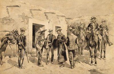 U. S. Cavalry Hunting Garza Men on the Rio Grande (Caballería de EE.UU. Cazando a los Garza en el Río Grande) de Frederic Remington