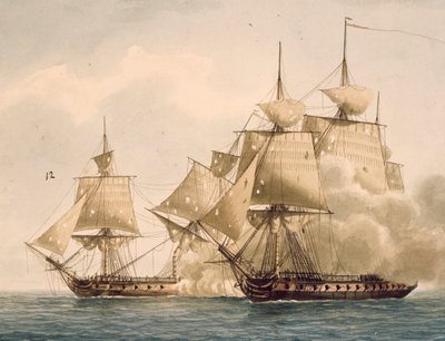 Combate entre la fragata francesa Amazone y la fragata británica Santa Marguerita en la bahía de Chesapeake, 29 de julio de Frederic Roux