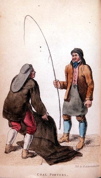 Los cargadores de carbón de Ackermanns World in Miniature, siglo XIX (litografía coloreada) de Frederic Shoberl