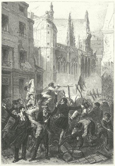 Levantamiento de los Días de Junio, Revolución de 1848, París (grabado) de Frederic Theodore (after) Lix
