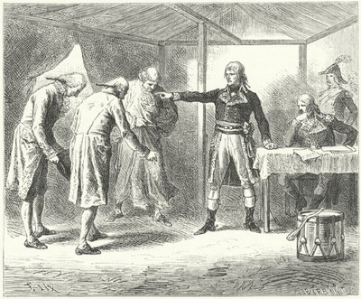 Napoleón despidiendo a la delegación veneciana tras las masacres de los franceses en Venecia y Verona de Frederic Theodore (after) Lix