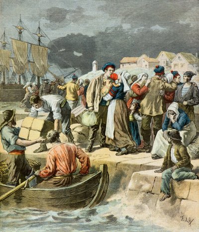 Salida de los pescadores bretones de Frederic Theodore Lix