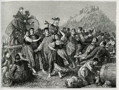 Fiesta de los pastores en el Hohneck (Vosgos), domingo después de San Juan. Grabado de F. Lix, para ilustrar la historia "A través de Alsacia y Lorena" en 1884, por Charles Grad (1842-1890), diputado alemán, escritor y naturalista. Publicado en Le Tour du  de Frederic Theodore Lix