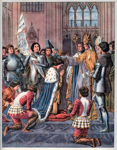 Juana de Arco participa en la ceremonia de coronación de Carlos VII en Reims el 17 de julio de 1429. de Frederic Theodore Lix