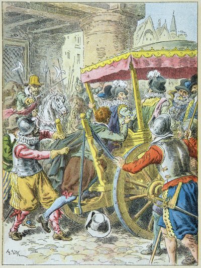 Asesinato del rey Enrique IV por François Ravaillac en la Rue de la Ferronnerie, París, 14 de mayo de Frederic Theodore Lix