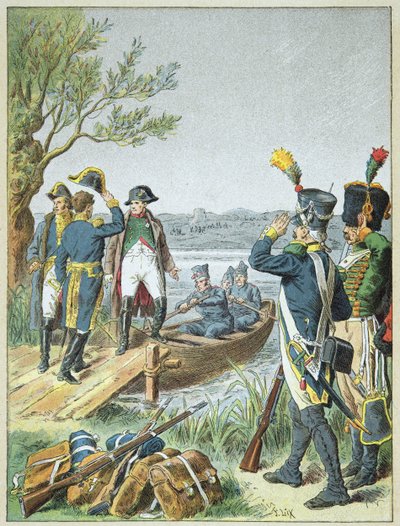 Napoleón Bonaparte y Massena en el de Lobau después de la Batalla de Essling, 22 de mayo de Frederic Theodore Lix