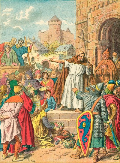 Pedro el Ermitaño predicando la Cruzada de Frederic Theodore Lix