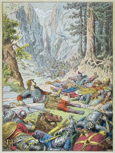 Rolando murió en la Batalla de Roncesvalles de Frederic Theodore Lix