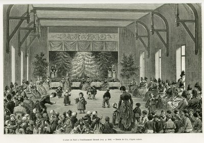 El árbol de Navidad en el establecimiento Dietsch. Ilustración de la historia A travers l