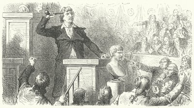 Jean-Paul Marat en la tribuna de la Convención Nacional, 1792 de Frederic Theodore after Lix