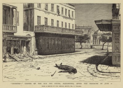 Abandonado, esquina de la Rue des Soeurs, Alejandría, después de la masacre del 11 de junio de Frederic Villiers