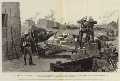 La guerra en Sudán, el difunto Sir Herbert Stewart herido en el campamento en el Nilo durante el reconocimiento en fuerza hacia Metemmeh, 21 de enero de Frederic Villiers