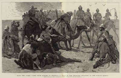 Con el Cuerpo de Camellos de Sarass a Dongola, una parada de la Infantería Montada en el Desierto Nubio de Frederic Villiers