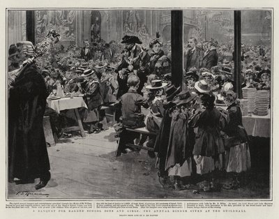 Un banquete para niños y niñas de escuelas pobres, la cena anual en el Guildhall de Frederic de Haenen