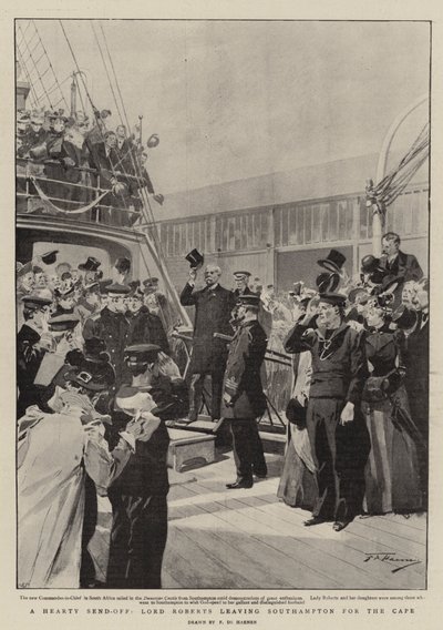 Una despedida cordial, Lord Roberts saliendo de Southampton hacia el Cabo de Frederic de Haenen
