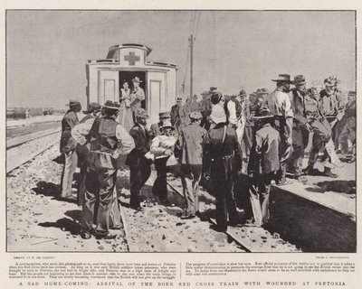 Un triste regreso a casa, llegada del tren de la Cruz Roja Bóer con heridos a Pretoria de Frederic de Haenen