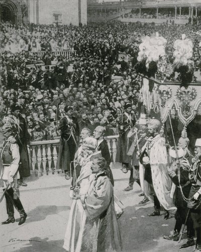 Una escena en el Kremlin durante la coronación del emperador de Frederic de Haenen