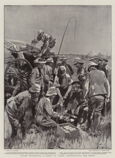 Después de sorprender a un grupo de bóers, distribuyendo el botín de Frederic de Haenen