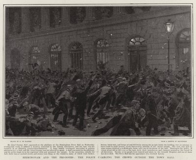 Birmingham y los Pro-Boers, la policía cargando contra la multitud fuera del Ayuntamiento de Frederic de Haenen