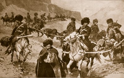 Convoy de ambulancias cosacas en las montañas del Cáucaso, 1914-19 de Frederic de Haenen