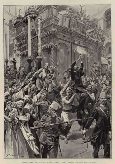 Víspera de Pascua en el Santo Sepulcro, la llegada del Fuego Sagrado de Frederic de Haenen