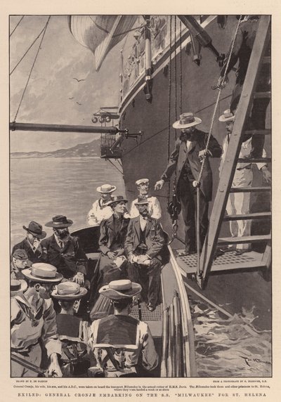 Exiliado, el General Cronje embarcando en el SS Milwaukee hacia Santa Helena de Frederic de Haenen