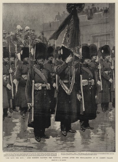 Dios salve al Rey, Lord Roberts saludando el Himno Nacional después de la Proclamación en el Palacio de St James de Frederic de Haenen