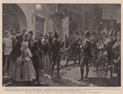 En ayuda del Fondo de Guerra, una procesión de estudiantes españoles en Gibraltar de Frederic de Haenen