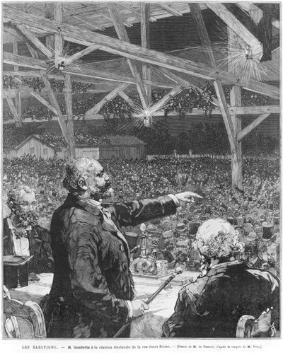 Leon Gambetta en la reunión electoral de la rue Sainte-Blaise de Frederic de Haenen