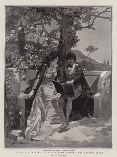 Paolo y Francesca en el Teatro St James, la escena de la lectura de Frederic de Haenen