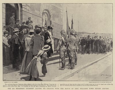 El 2º Regimiento de Berkshire dejando sus colores con el alcalde de King William