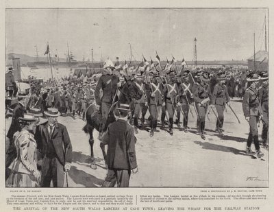 La llegada de los lanceros de Nueva Gales del Sur a Ciudad del Cabo, saliendo del muelle hacia la estación de tren de Frederic de Haenen