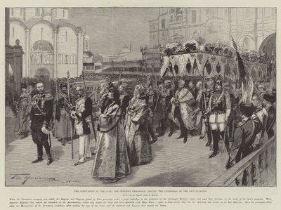 La coronación del Zar, la procesión imperial saliendo de la Catedral de la Anunciación de Frederic de Haenen