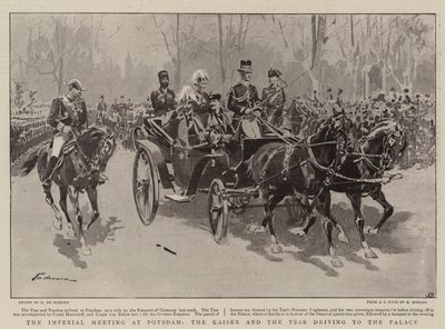 La reunión imperial en Potsdam, el Kaiser y el Zar conduciendo al Palacio de Frederic de Haenen