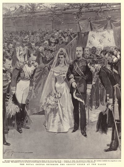 La pareja real entrando en la Groote Kerke en La Haya de Frederic de Haenen