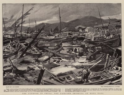 El tifón en China, los barcos dañados en Hong Kong de Frederic de Haenen