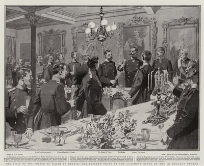 La visita del Príncipe de Gales a Berlín, el brindis del Kaiser en el almuerzo dado por los 1ros Dragones de la Guardia de Frederic de Haenen