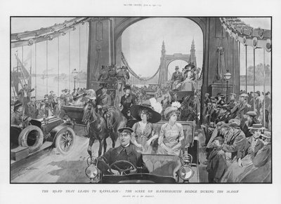 La escena en el Puente de Hammersmith durante la temporada de Frederic de Haenen