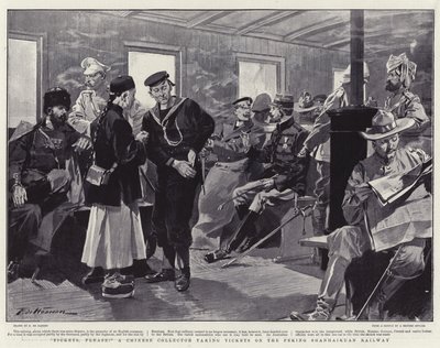 ¡Boletos, por favor! un coleccionista chino tomando boletos en el ferrocarril Peking Shanhaikuan de Frederic de Haenen