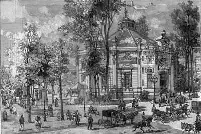 Vista del teatro Panorama Marigny durante su construcción por Charles Garnier (1825-1895) en París de Frederic de Haenen