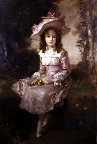 Retrato de una Joven con Vestido Rosa de Frederich August Kaulbach