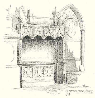 Tumba de Chaucer, Abadía de Westminster (litografía) de Frederick Adcock
