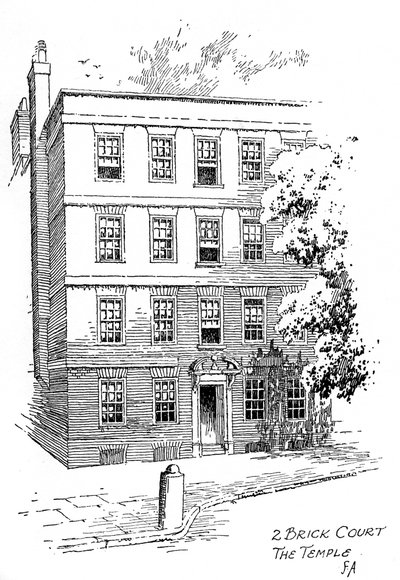 Casa de Oliver Goldsmith, 2 Brick Court, Temple, Londres, 1912 de Frederick Adcock